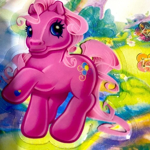 MY LITTLE PONY NWOT VINTAGE 2004 MINI HAND BAG EMBOSSED, SEQUINS, LAVENDER - Picture 12 of 15